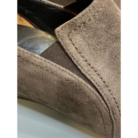 Paul Green Munchen Brown Suede Loafer Shoe Women Sz 7.5 Hidden Wedge Slip On - Picture 8 of 12